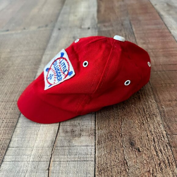Little League Red Adjustable Baseball Cap With Embroidered Patch Baby Size - Picture 2 of 6